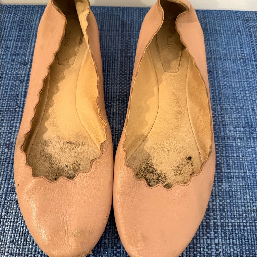 Chloe Pink Scalloped Ballet Flats